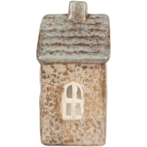 Clayre & Eef Świecznik Domek 9x6x13 cm Beżowo-Zielony