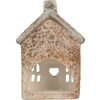 Clayre & Eef Świecznik Domek 9x6x13 cm Beżowo-Zielony