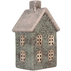 Clayre & Eef Świecznik Domek Zielono-Różowy 8x7x14 cm