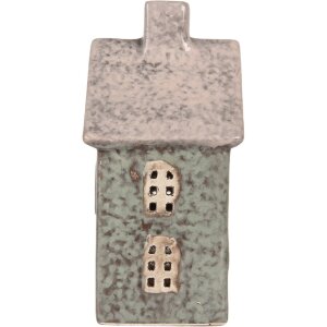 Clayre & Eef Świecznik Domek Zielono-Różowy 8x7x14 cm
