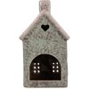 Clayre & Eef Świecznik Domek Zielono-Różowy 8x7x14 cm