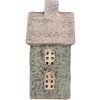 Clayre & Eef Świecznik Domek Zielono-Różowy 8x7x14 cm