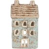 Clayre & Eef Świecznik Domek 8x7x15 cm Niebiesko-Beżowy