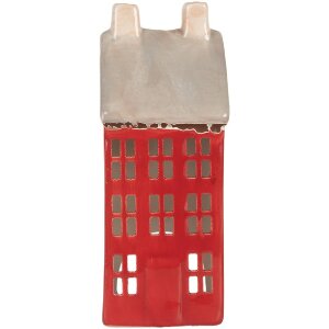 Clayre & Eef Świecznik Dom 7x7x18 cm Czerwono-Szary