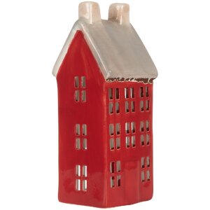 Clayre & Eef Świecznik Dom 7x7x18 cm Czerwono-Szary