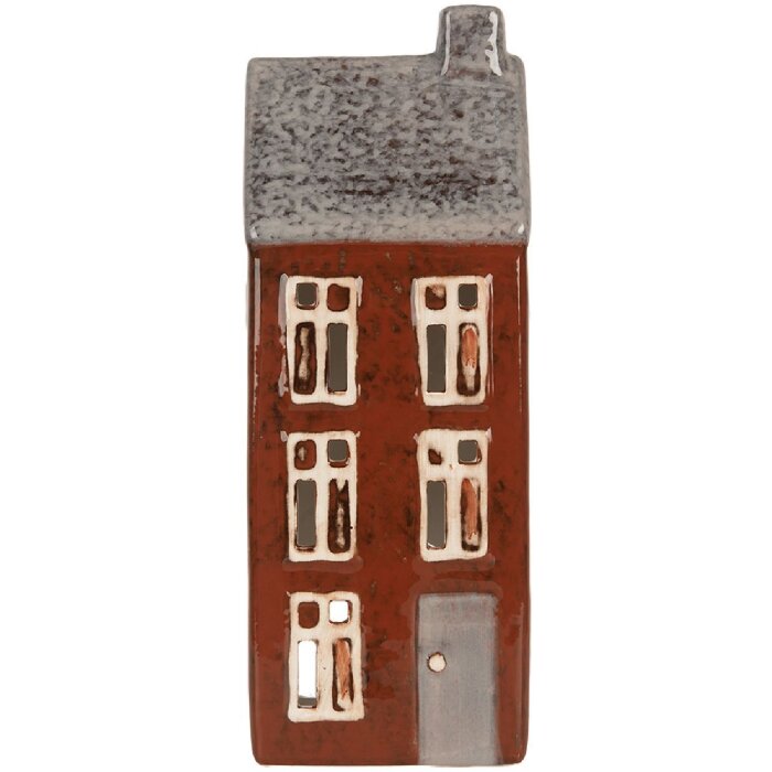 Clayre & Eef Świecznik Domek 10x7x26 cm Brązowo-Szary