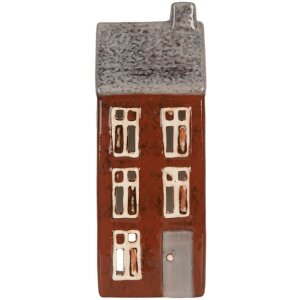Clayre & Eef Świecznik Domek 10x7x26 cm Brązowo-Szary