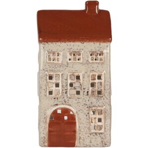 Clayre & Eef Świecznik Domek Beżowo-Brązowy 12x8x24 cm