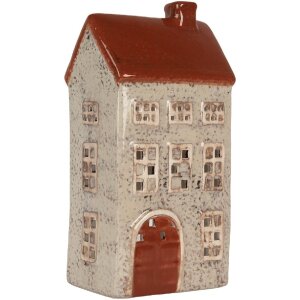 Clayre & Eef Świecznik Domek Beżowo-Brązowy 12x8x24 cm