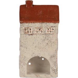 Clayre & Eef Świecznik Domek Beżowo-Brązowy 12x8x24 cm