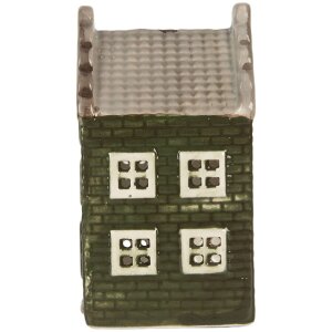 Clayre & Eef Świecznik Domek 7x7x14 cm Szaro-Zielony