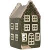 Clayre & Eef Świecznik Domek 7x7x14 cm Szaro-Zielony