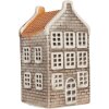 Clayre & Eef Świecznik Domek 7x7x14 cm Szaro-Pomarańczowy