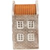 Clayre & Eef Świecznik Domek 7x7x14 cm Szaro-Pomarańczowy