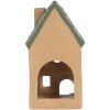 Clayre & Eef Świecznik Domek 6x6x11 cm Beżowo-Zielony