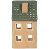 Clayre & Eef Świecznik Domek 6x6x11 cm Beżowo-Zielony
