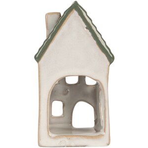 Clayre & Eef Świecznik Domek 7x7x13 cm Szaro-Zielony