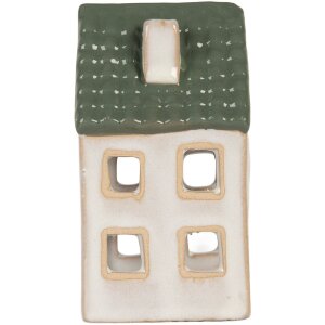 Clayre & Eef Świecznik Domek 7x7x13 cm Szaro-Zielony