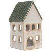 Clayre & Eef Świecznik Domek 7x7x13 cm Szaro-Zielony