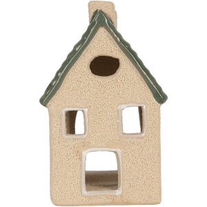 Clayre & Eef Świecznik Dom 8x11x14 cm Beżowo-Zielony
