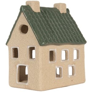 Clayre & Eef Świecznik Dom 8x11x14 cm Beżowo-Zielony