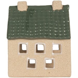 Clayre & Eef Świecznik Dom 8x11x14 cm Beżowo-Zielony