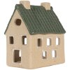 Clayre & Eef Świecznik Dom 8x11x14 cm Beżowo-Zielony