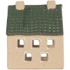 Clayre & Eef Świecznik Dom 8x11x14 cm Beżowo-Zielony