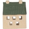 Clayre & Eef Świecznik Dom 8x11x14 cm Beżowo-Zielony