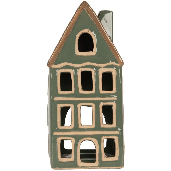 Clayre & Eef Świecznik Domek 9x8x19 cm Zielony