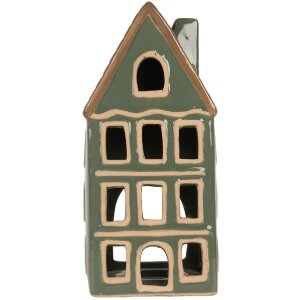 Clayre & Eef Świecznik Domek 9x8x19 cm Zielony