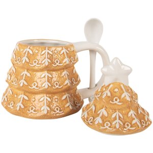 Kubek keramikowy Clayre & Eef 350 ml z pokrywką i łyżką