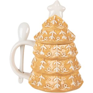 Kubek keramikowy Clayre & Eef 350 ml z pokrywką i łyżką