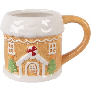 Clayre & Eef Kubek 300 ml Brązowo-Biały