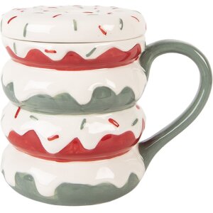 Clayre & Eef Kubek z Pokrywką 450ml 15x10x12cm