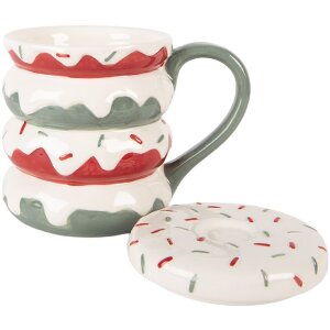Clayre & Eef Kubek z Pokrywką 450ml 15x10x12cm