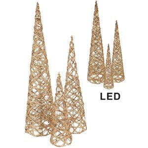 Clayre & Eef 50827 Zestaw Stożków LED (3 szt.) Ø20x80/16x60/13x40 cm