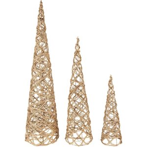 Clayre & Eef 50827 Zestaw Stożków LED (3 szt.) Ø20x80/16x60/13x40 cm