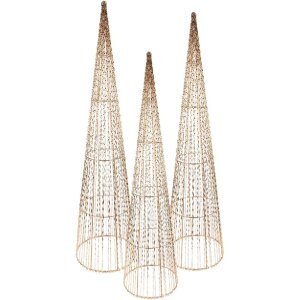 Clayre & Eef 50828 Dekoracyjny Stożek LED (Zestaw 3) Ø 20x80/16x60/11x40 cm / 6xAA