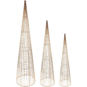 Clayre & Eef 50828 Dekoracyjny Stożek LED (Zestaw 3) Ø 20x80/16x60/11x40 cm / 6xAA