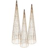 Clayre & Eef 50828 Dekoracyjny Stożek LED (Zestaw 3) Ø 20x80/16x60/11x40 cm / 6xAA