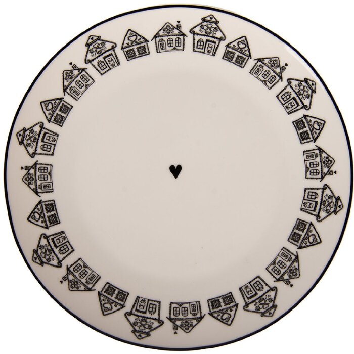 Clayre & Eef Mały Talerz Porcelanowy Beżowo-Brązowy 20 cm