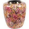 Clayre & Eef 66379 Żółto-różowa waza dekoracyjna Ø 33x36 cm