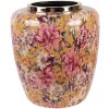 Clayre & Eef 66379 Żółto-różowa waza dekoracyjna Ø 33x36 cm