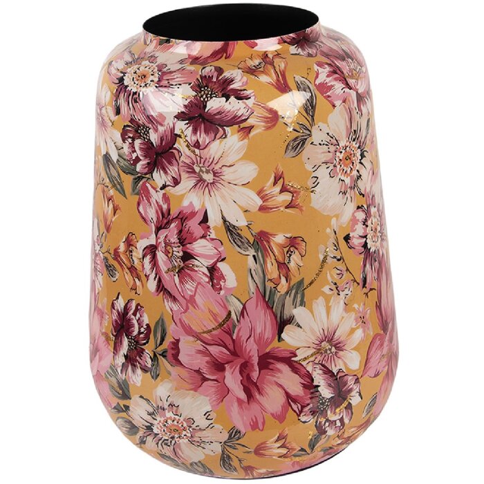 Clayre & Eef 66383 Żółto-Różowa Waza Dekoracyjna 27x34 cm