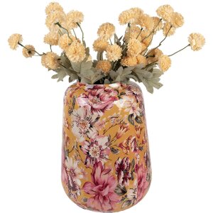 Clayre & Eef 66383 Żółto-Różowa Waza Dekoracyjna 27x34 cm