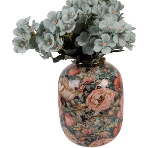 Clayre & Eef 66389 Dekoracyjna waza zielono-różowa Ø 17x22 cm