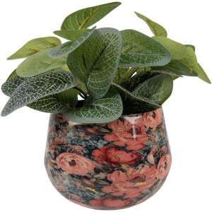 Clayre & Eef Doniczka Ø 13x10 cm Różowo-Zielona