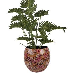 Clayre & Eef 66387 Żółto-Różowa Waza Dekoracyjna 28x25 cm