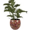 Clayre & Eef 66387 Żółto-Różowa Waza Dekoracyjna 28x25 cm
